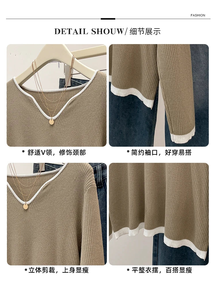 BigLargi Women's Loose Fit V-Neck Casual Shirt – Autumn/Winter Collection