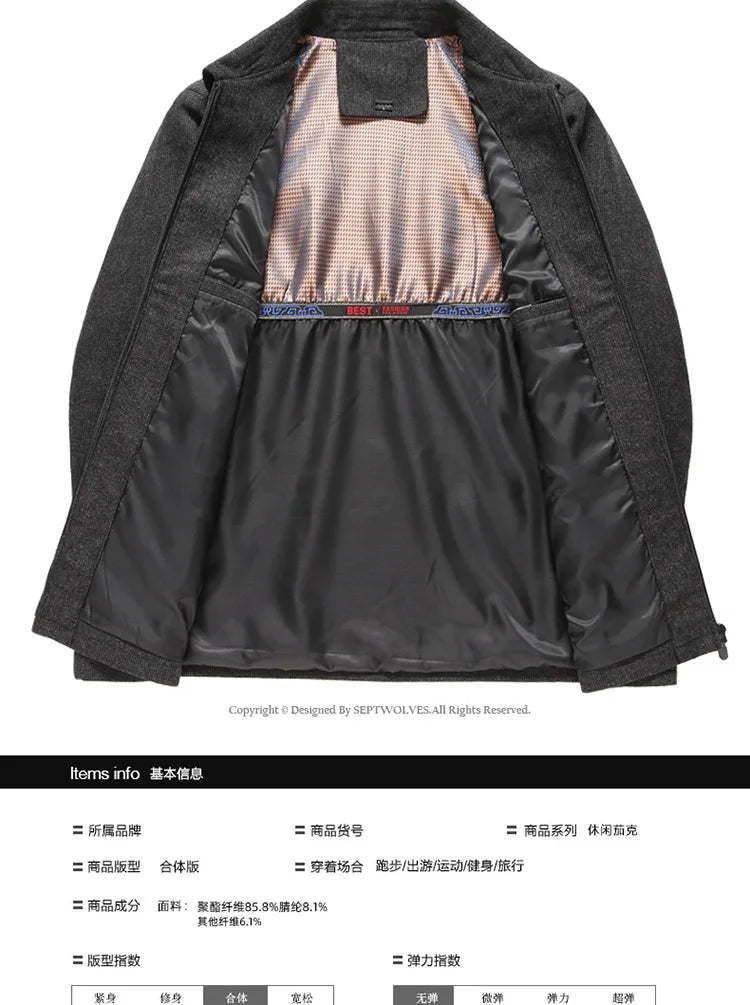 BULUOLANDI Men’s Casual Winter Jacket - Zipper Closure, Turn-down Collar, Regular Fit