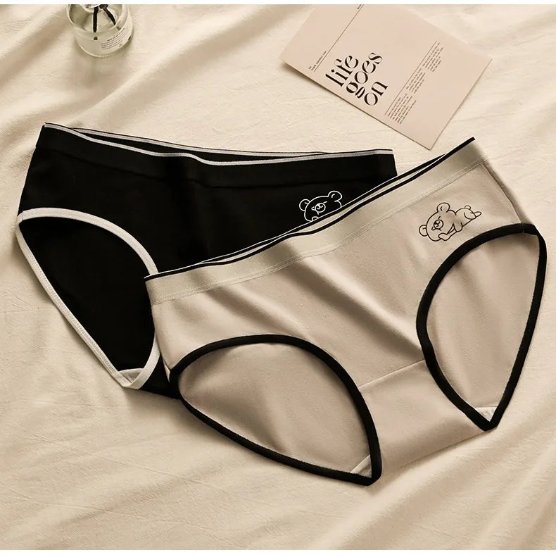 NoEnName Women's Mid-Rise Briefs - Comfortable Polyester & Spandex Underwear with Print Pattern