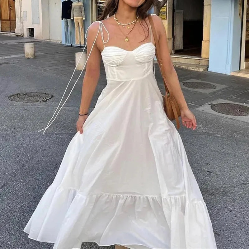 Donsignet Women’s Casual V-Neck Ankle-Length A-Line Dress – High Stretch Polyester | Loose Fit, Solid Color | Spring/Summer 2024