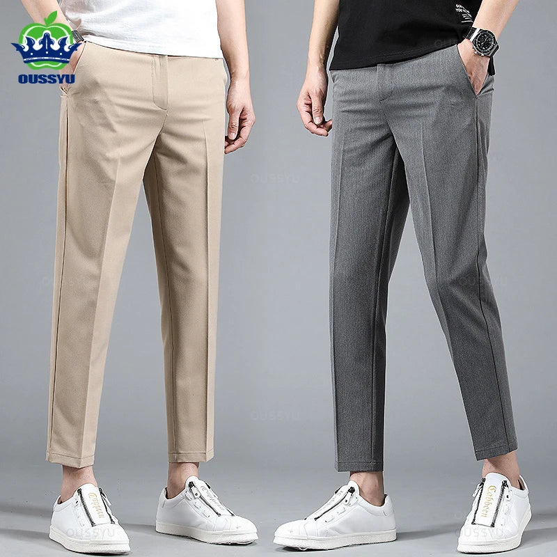 OUSSYU Men’s Smart Casual Straight-Leg Pants – Lightweight Summer Collection