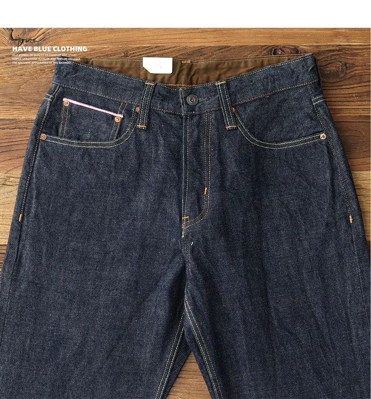 Iceupsnow Men’s Vintage High-Waist Loose Fit Plaid Denim Jeans - Full-Length Straight-Leg for Winter