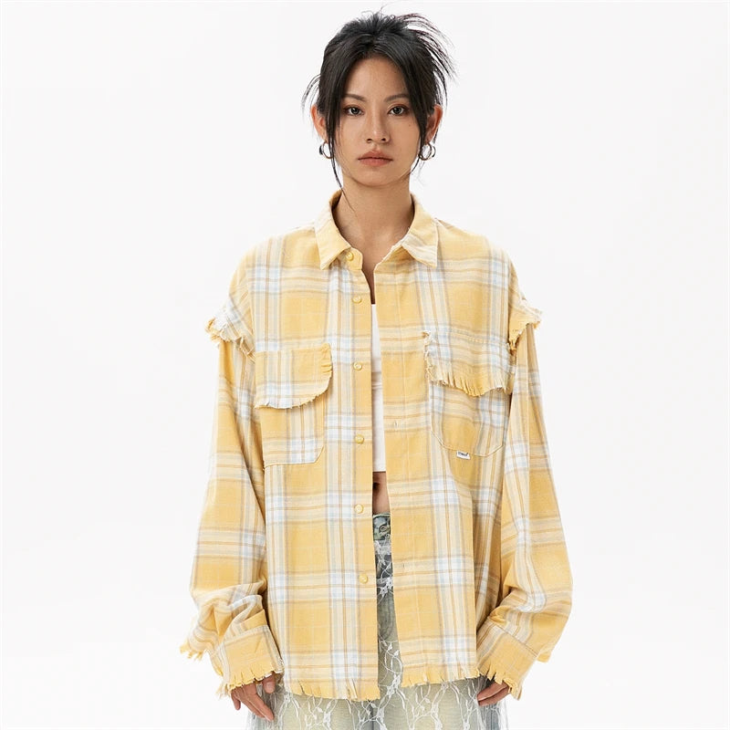 STIWAUP Women's Plaid Long Sleeve Blouse – Casual Turn-down Collar Top for Spring & Autumn
