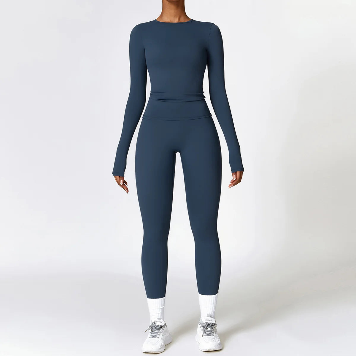 YEHAN Women's Sporty Yoga Set - High Waist, Quick Dry, Spandex/Nylon, Full Sleeve