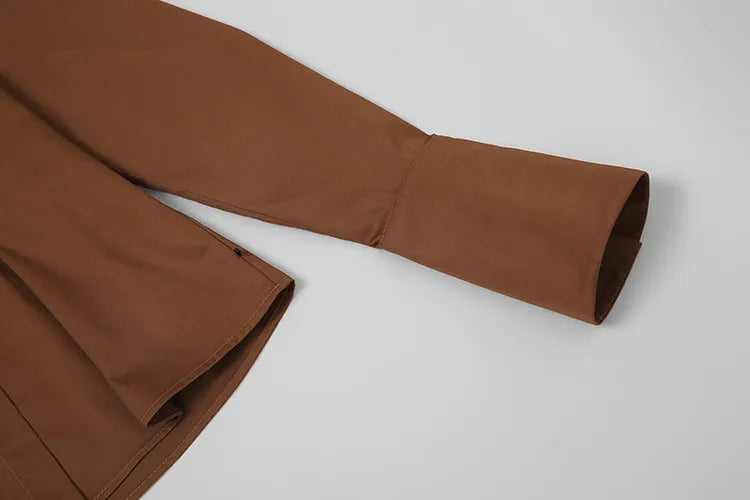 Orgreeter Women’s Office Lady Faux Leather Print Pencil Dress - Autumn/Winter Turn-Down Collar Dress