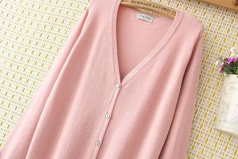 Women’s Slim Fit Single-Breasted V-Neck Casual Cardigan – Autumn/Winterr