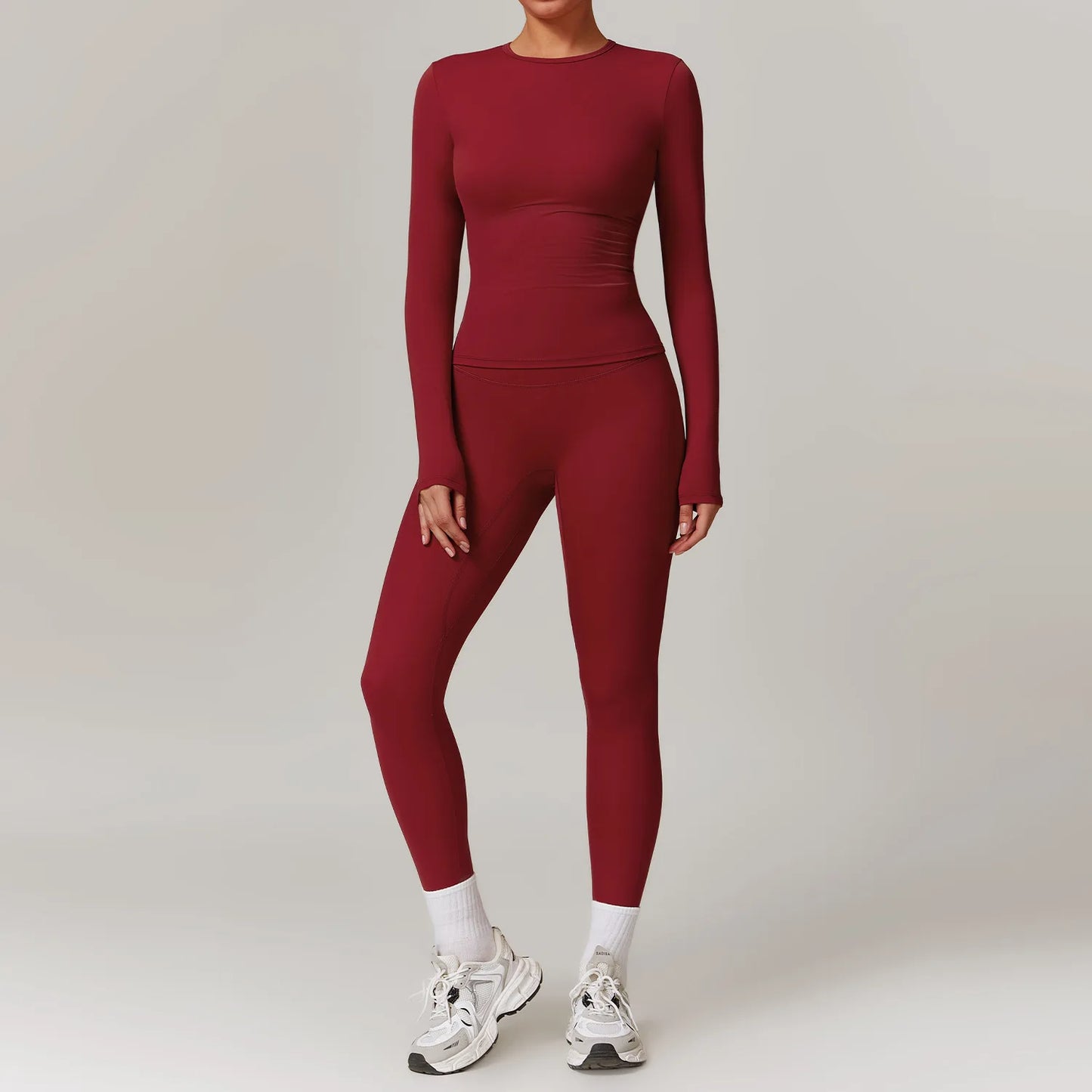 YEHAN Women's Sporty Yoga Set - High Waist, Quick Dry, Spandex/Nylon, Full Sleeve