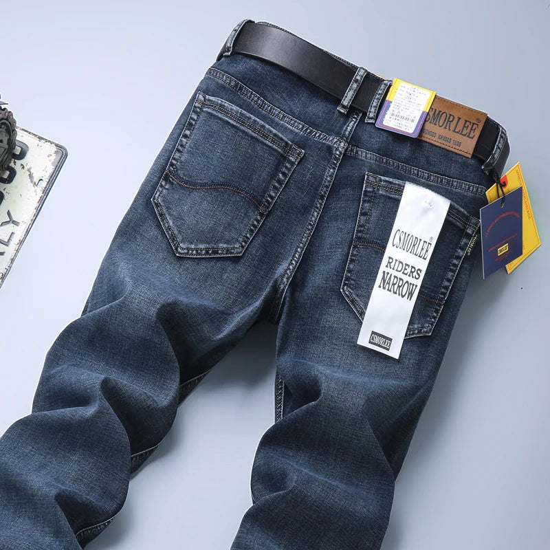 NoEnName_Null Slim Fit Mid-Waist Pencil Pants - Light Sand Wash Jeans for Men