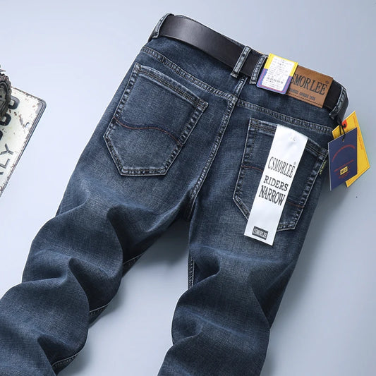 NoEnName_Null Slim Fit Mid-Waist Pencil Pants - Light Sand Wash Jeans for Men