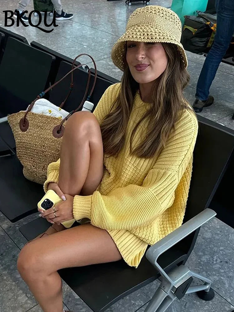 BKQU Junior Women’s Streetwear Pullover & Elastic Waist Shorts Set – Autumn/Winter Collection