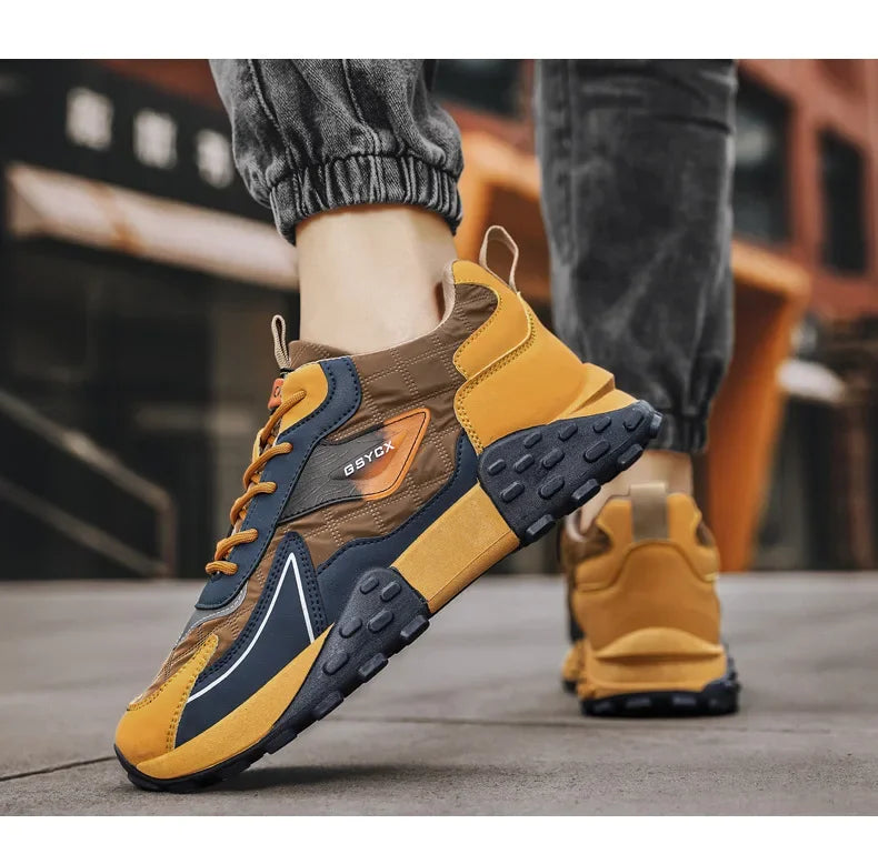 NoEnName_Null Men's Casual Lace-Up Shoes - Winter-Ready Leather Sneakers