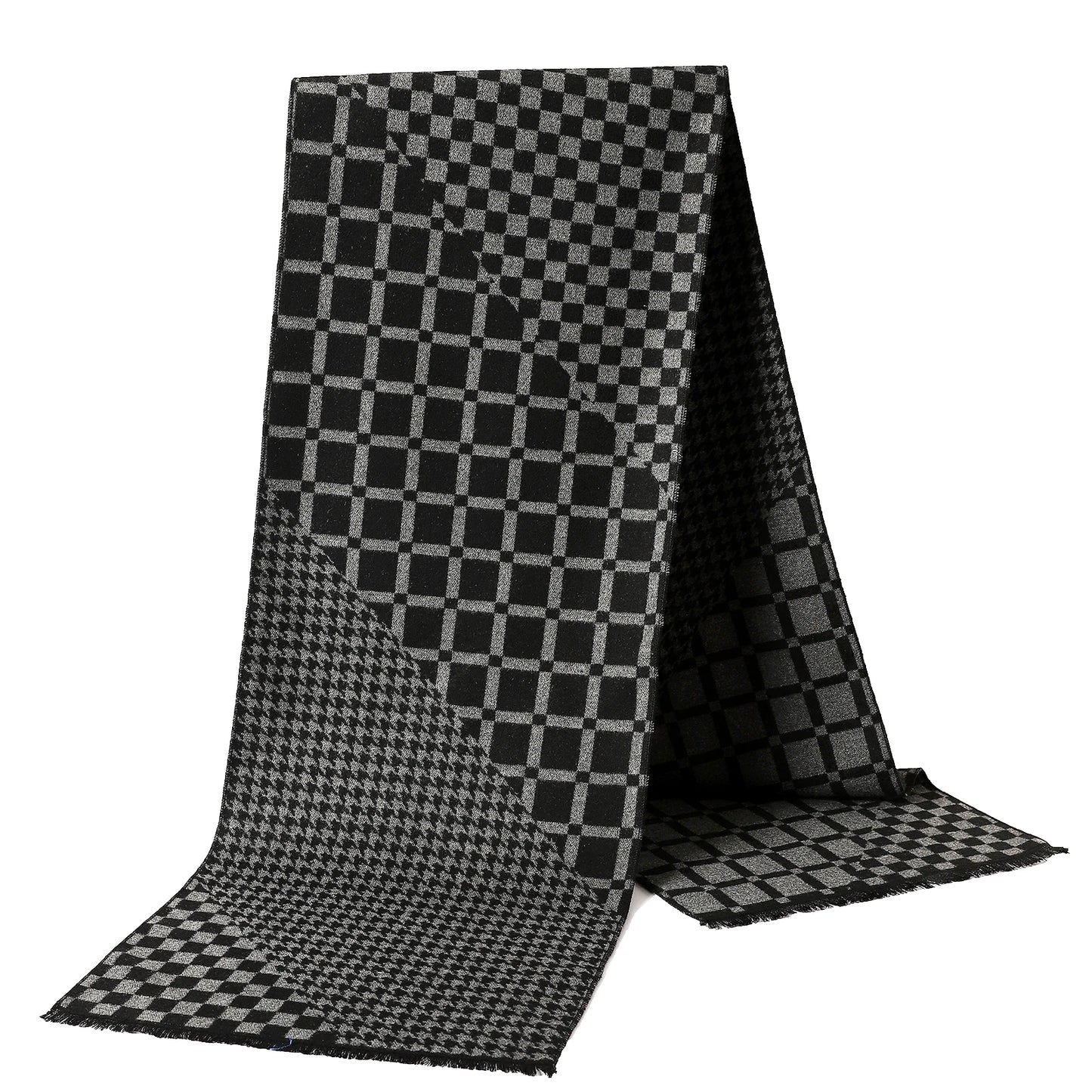 NoEnName_Null Cashmere and Silk Plaid Scarf for Women – Warm, Fashionable Shawl for Outdoor Use