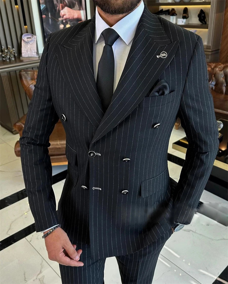 NoEnName_Null Men's Formal Suit – Acetate, Cashmere, Cotton Blend for All Seasons