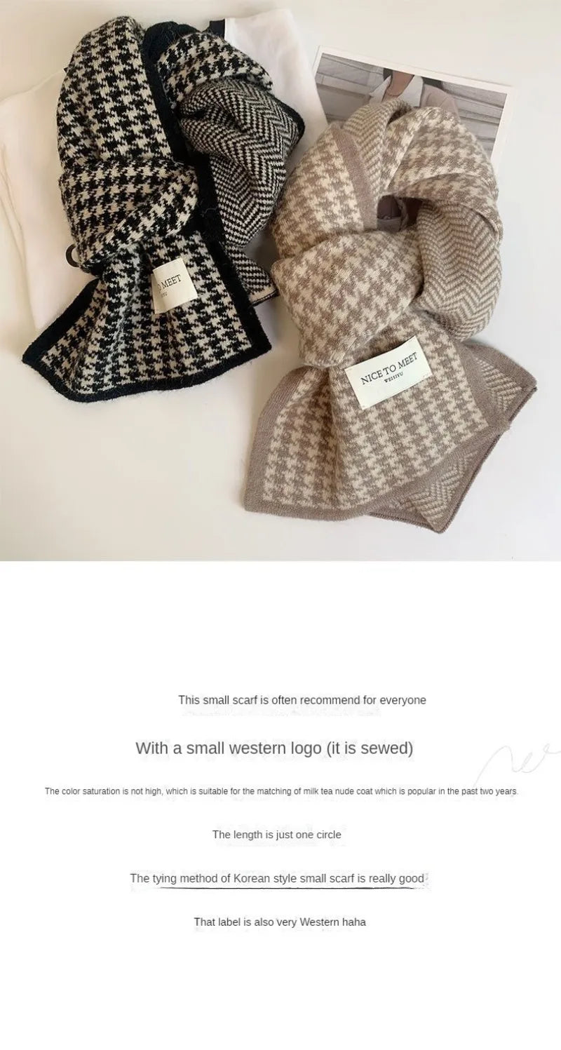 NoEnName_Null Women Fashion Scarf, Hat & Gloves Set Geometric Pattern, Cotton & Acetate Blend