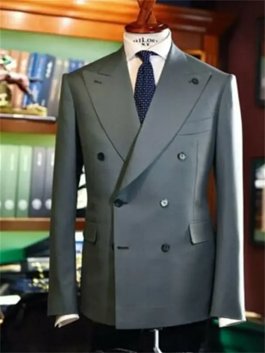 NoEnName_Null Men's Smart Casual Suit Jacket – Cotton & Wool Blend for All Seasons