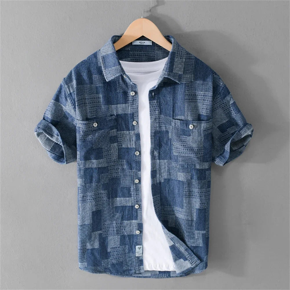 Summer cargo shirts men fashion short sleeve shirt workwear Tops loose Casual jeans for Young men