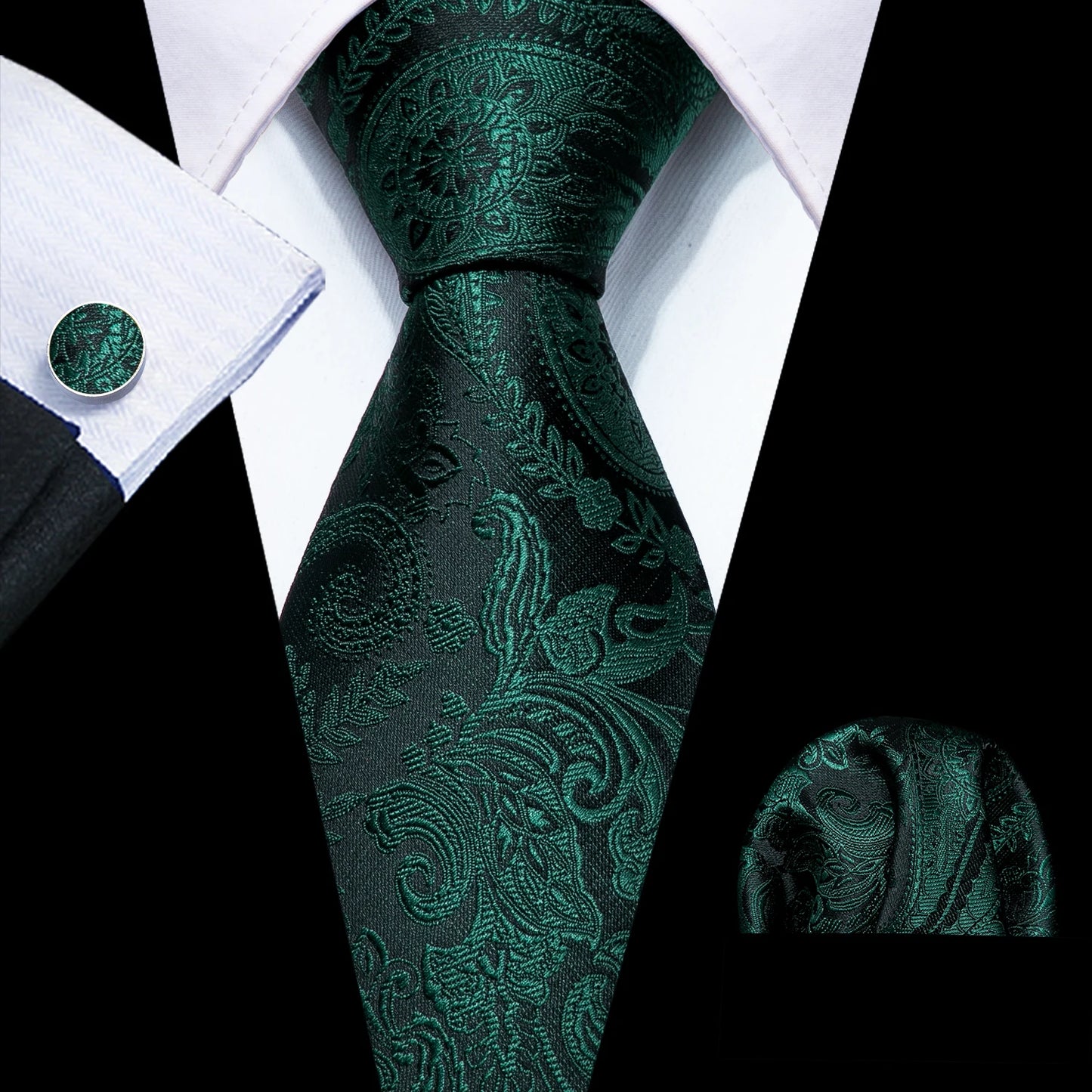Title: Barry.Wang Green Floral Bow Tie - Silk & Polyester Blend
