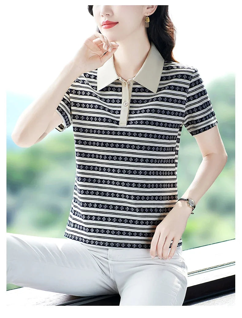 Moeroshe Casual Contrast Color Cotton Polo Shirt – Summer 2024 Collection