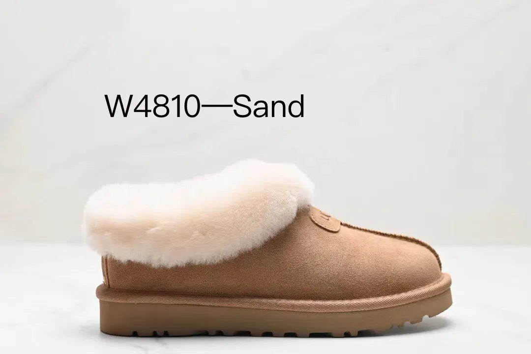 Derbies Women's Winter Fur-Lined Home Cotton Shoes - Waterproof Platform, Sheepskin Insole, Solid Color, Comfortable & Cozy