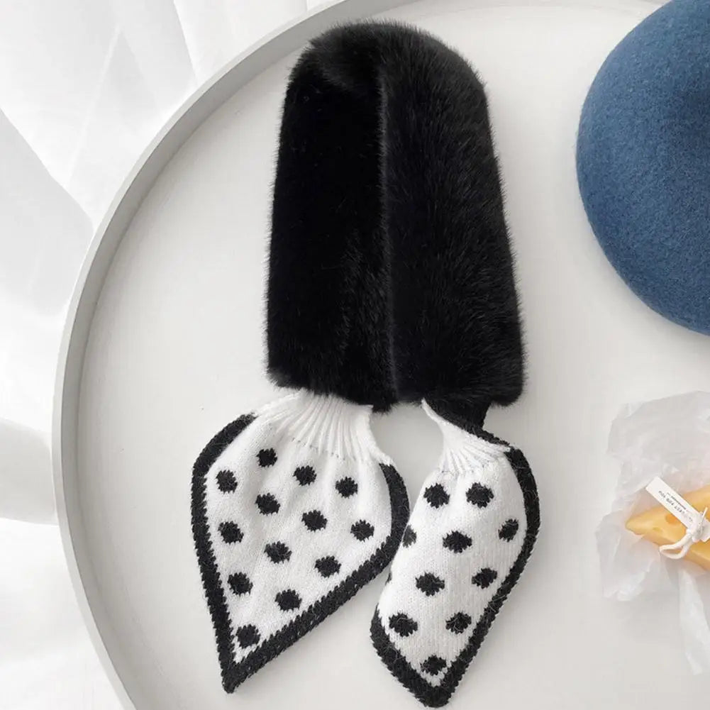 NoEnName_Null Women's Winter Splice Plush Scarf – Stylish & Cozy Casual Accessory