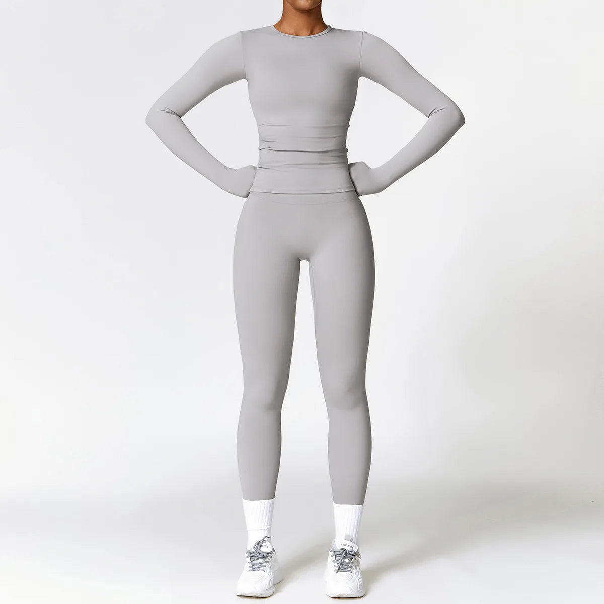YEHAN Women's Sporty Yoga Set - High Waist, Quick Dry, Spandex/Nylon, Full Sleeve