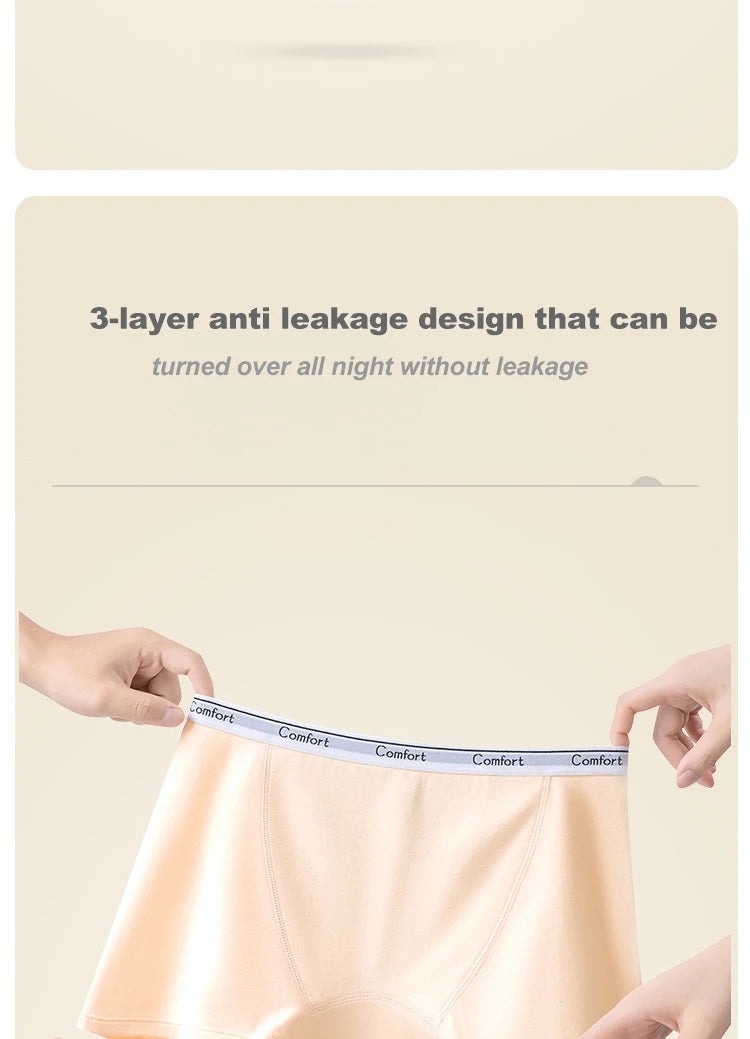 Chen Asta Women High-Rise Cotton Briefs Soft & Comfortable Solid Color Menstrual Panties