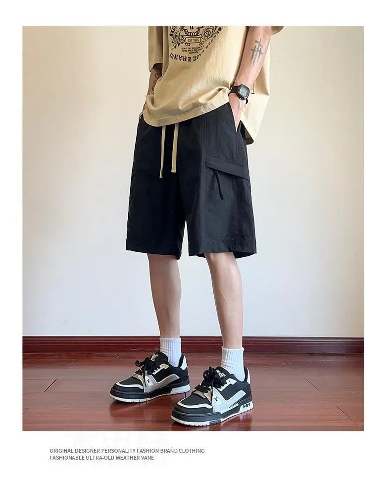 Men’s Casual Solid Color Polyester Summer Shorts – Lightweight & Breathable