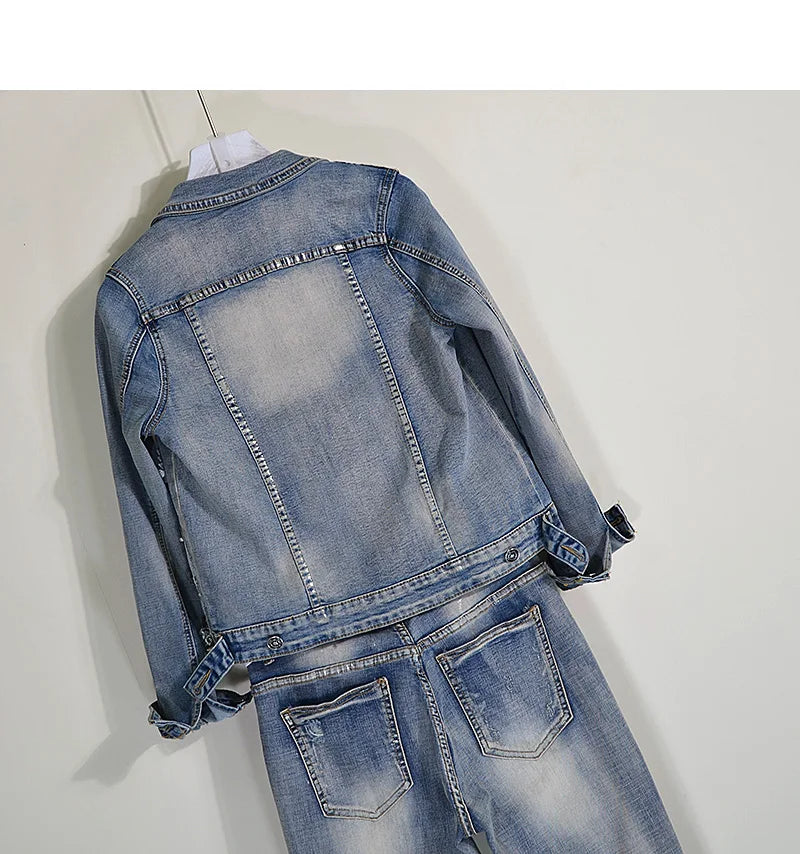 NANCYLIM Women Floral Streetwear Skinny Ankle-Length Jeans Spring/Summer Style