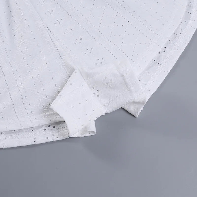 CYSAYS Women’s Casual Pullover Top with Hollow Out Details & Flare Sleeves – Summer 2024 Collection