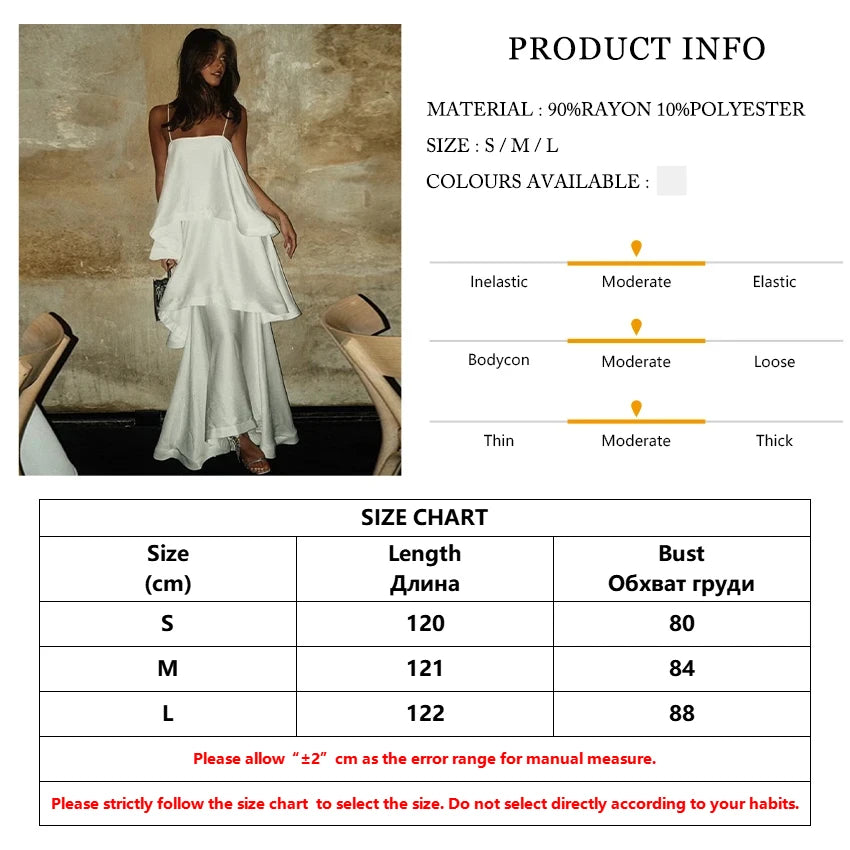Clacive Women's Elegant White Satin Pleated Sleeveless Ankle-Length Dress (LYQ15963J)