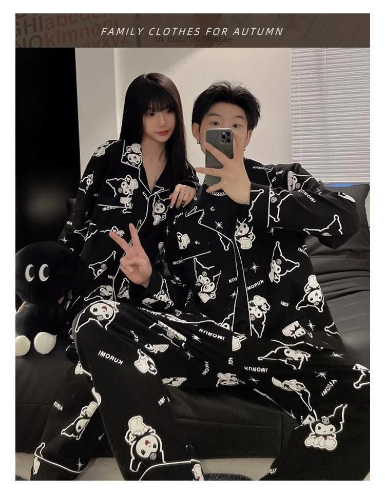 MINISO Sanrio Kuromi Pajama Set – Full-Length Cartoon Print for Couples, Y2K Inspired