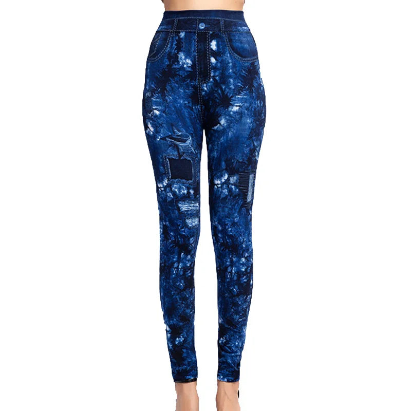 CUHAKCI Women's High-Waist Seamless Printed Leaf Leggings – Ankle-Length, Sexy Workout Gym Tights
