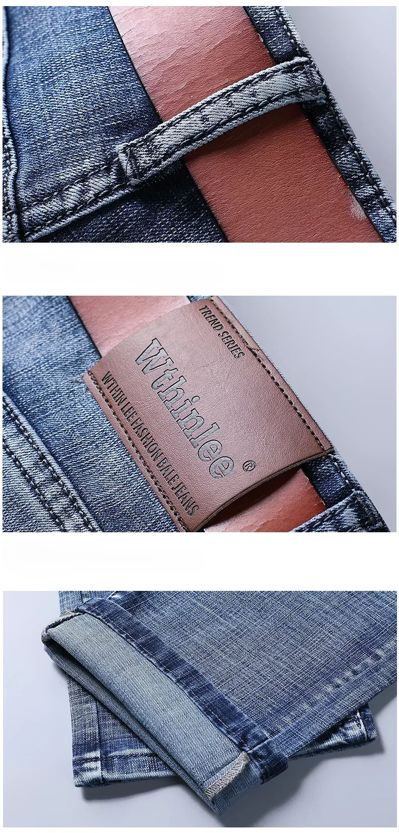 WTHINLEE Men's Smart Casual Mid-Waist Denim Jeans - Straight Fit, Full-Length, Midweight
