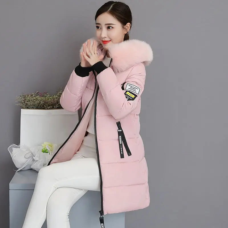 Women's Wool Hooded Coat with Faux Fur Collar – X-Long, Thick, Zipper Closure, Autumn/Winter Office Lady Style
