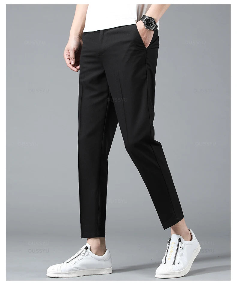 OUSSYU Men’s Smart Casual Straight-Leg Pants – Lightweight Summer Collection