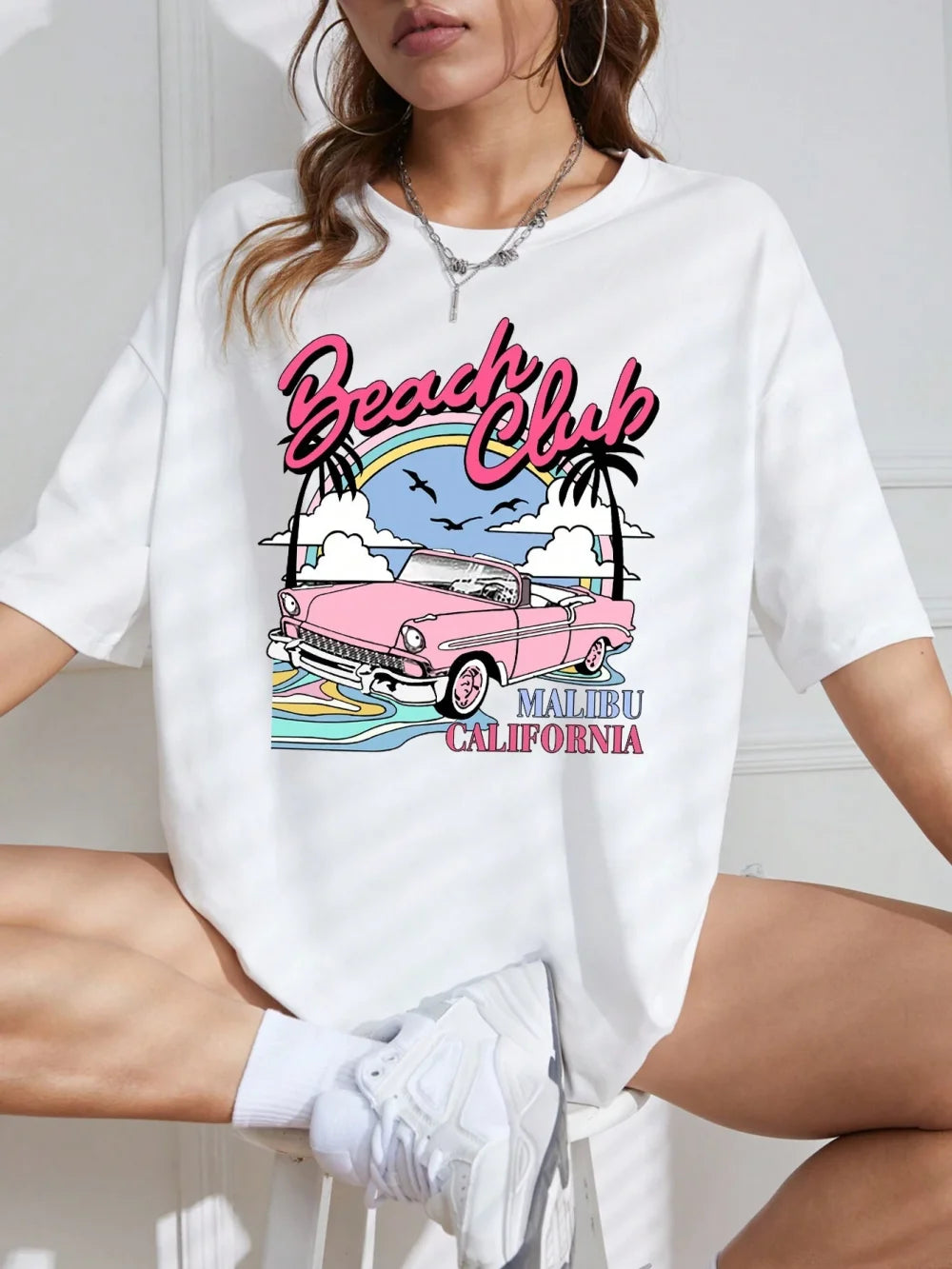 Teekossc Women's Junior Cartoon Printed Cotton T-Shirt - Casual Summer Top
