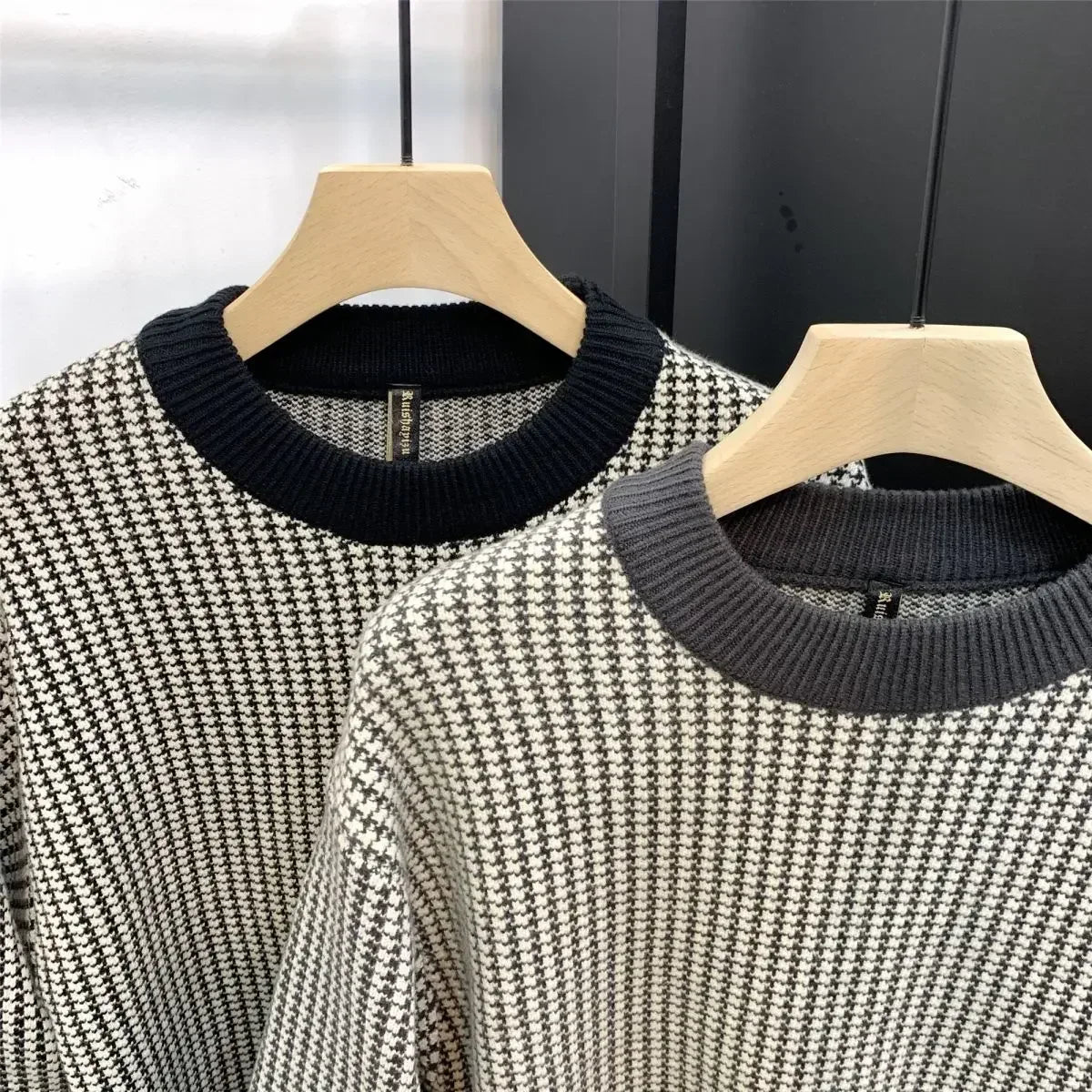 Shangkaka Men’s Autumn & Winter Patchwork Knit Sweater - Thick, Comfortable Pullover