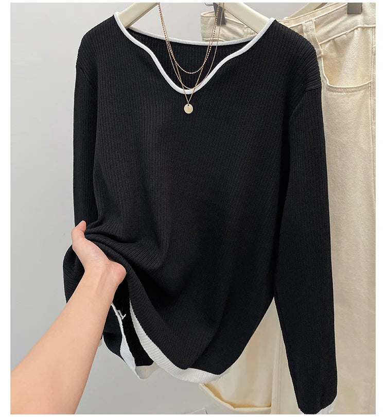 BigLargi Women's Loose Fit V-Neck Casual Shirt – Autumn/Winter Collection