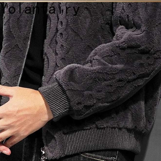 YOLANFAIRY Men's Luxury Real Fur Winter Jacket – Slim Fit, Full Sleeves, Zipper Closure, Casual Beach Style