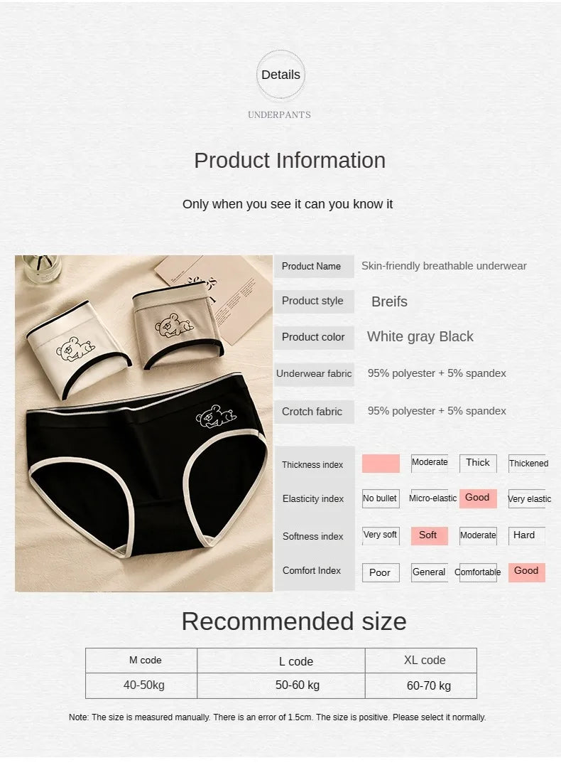 NoEnName Women's Mid-Rise Briefs - Comfortable Polyester & Spandex Underwear with Print Pattern