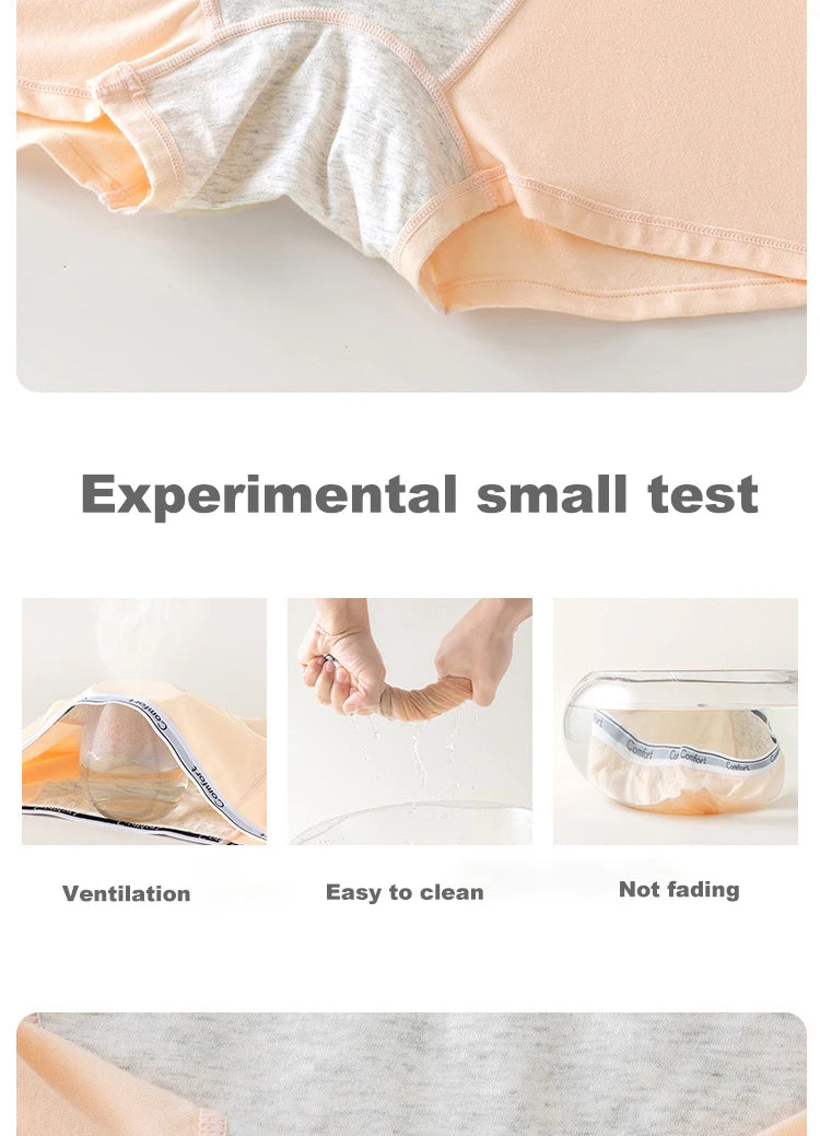 Chen Asta Women High-Rise Cotton Briefs Soft & Comfortable Solid Color Menstrual Panties