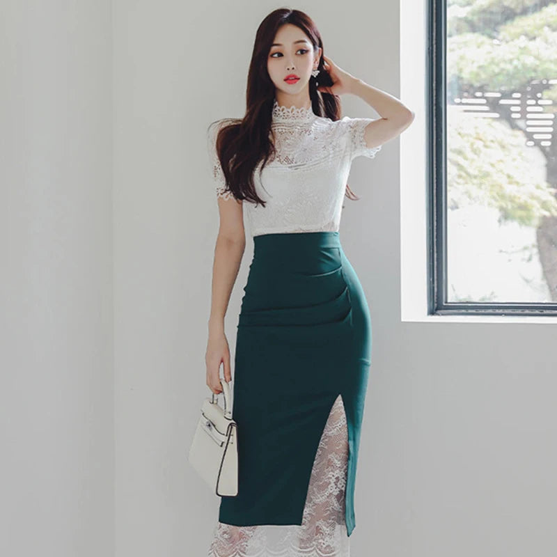 MingJieBiHuo Women's Vintage Slim Fit Lace Midi Dress – Stand Collar, Zipper Closure