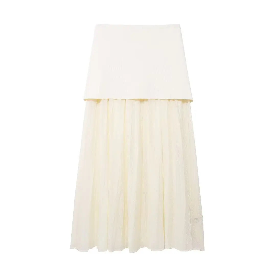 TRAFZA Women’s V-Neck Pleated Maxi Dress – Ankle-Length with Decorative Buttons for Autumn/Winter