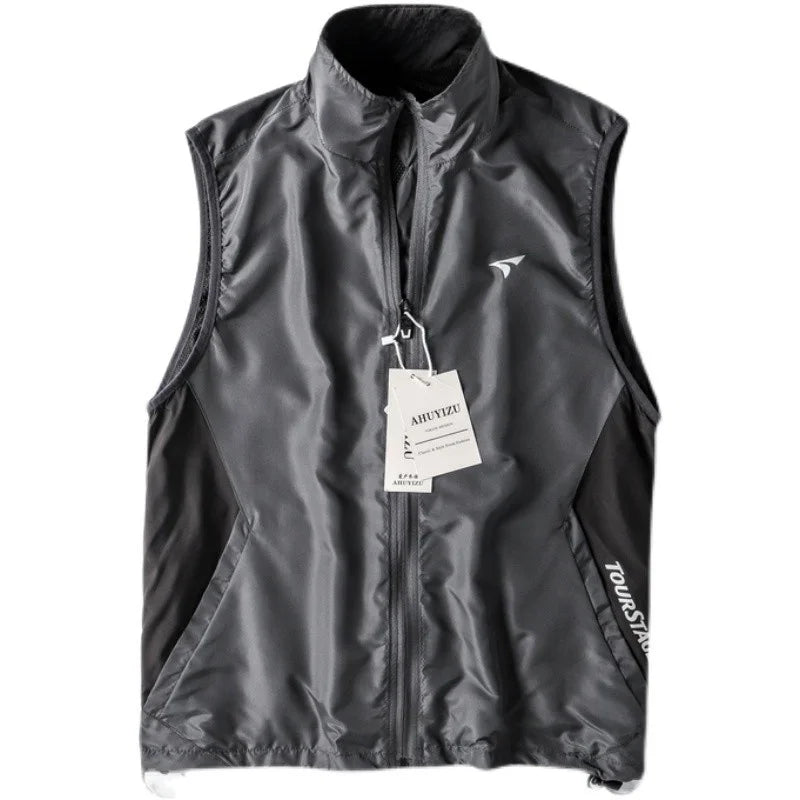 Men's Summer Thin Sport Qui Dry Vest Outdoor Casual Breathable Sun Protection f Sve Open Cardigan Tank Top