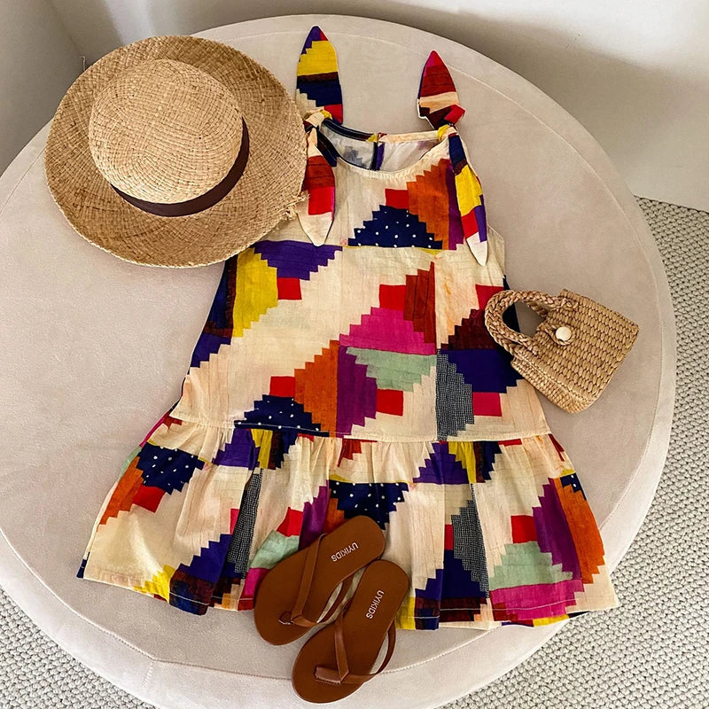 MILANCEL Summer Cotton Clothing Set for Kids (Ages 4-6Y) – Unisex Vacation Outfit with Printed Shirt and Shorts