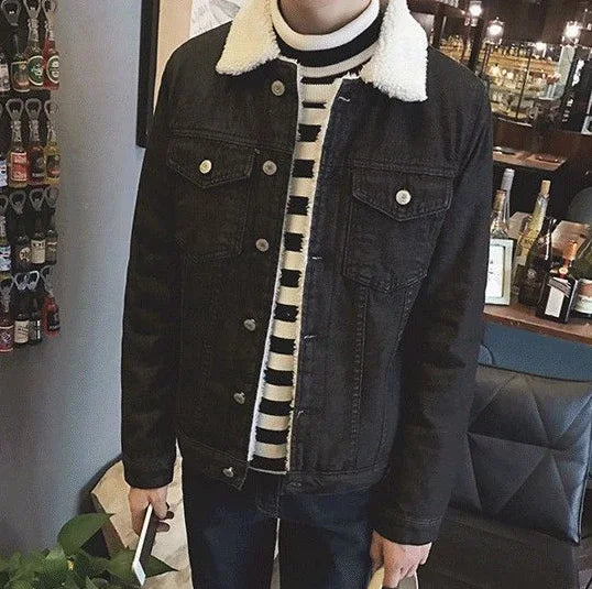 Shangkaka Men’s Vintage Slim Fit Denim Jacket - Autumn & Winter Outerwear