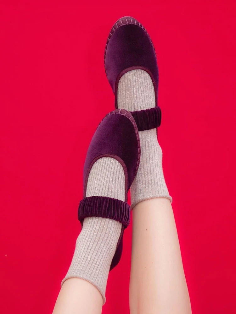 IEKROPOT Women's Pleated Mary Janes Flats with Elastic Band - Casual Canvas Shoes