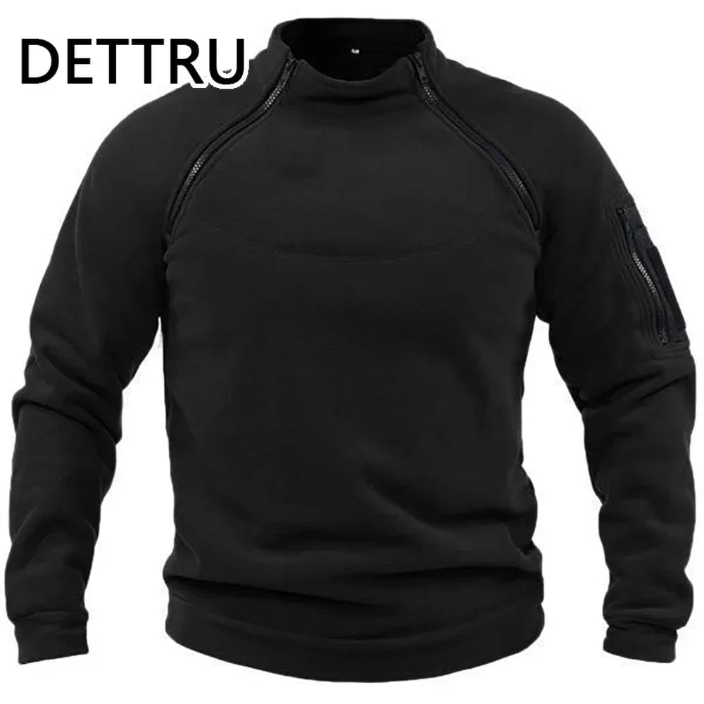 DETTRU Chinese Style Fleece Pullover for Men – Autumn & Winter