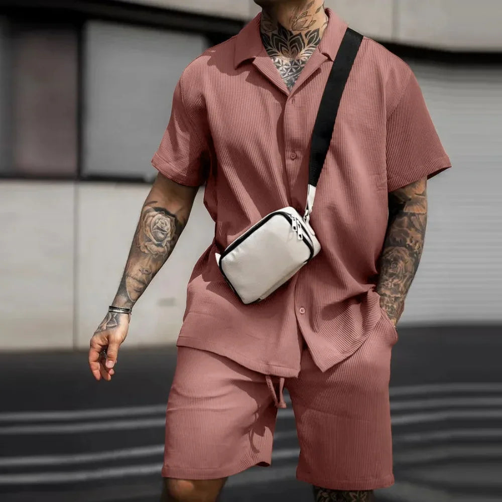 DOIYTTS Casual Men's Spring & Summer Short Sleeve Shirt – Stylish Print Design with Notched Collar