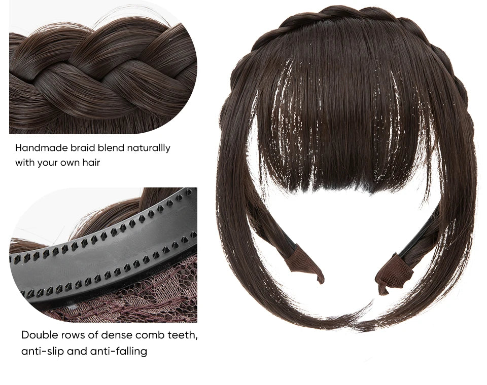 SARLA Blunt Bangs Clip-In Hair Extension – High Temperature Fiber, Pure Color, Permable
